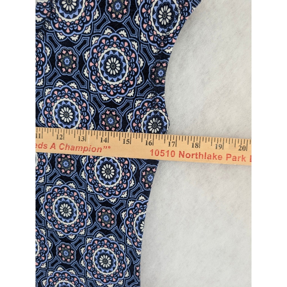 T by Talbots Dress Womens S Blue Medallion Print Cap Sleeve Pocket Jersey Sheath - Picture 9 of 12
